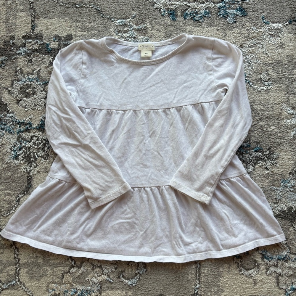 J.Crew Crewcuts Girls White Long Sleeve Peplum Top - XS